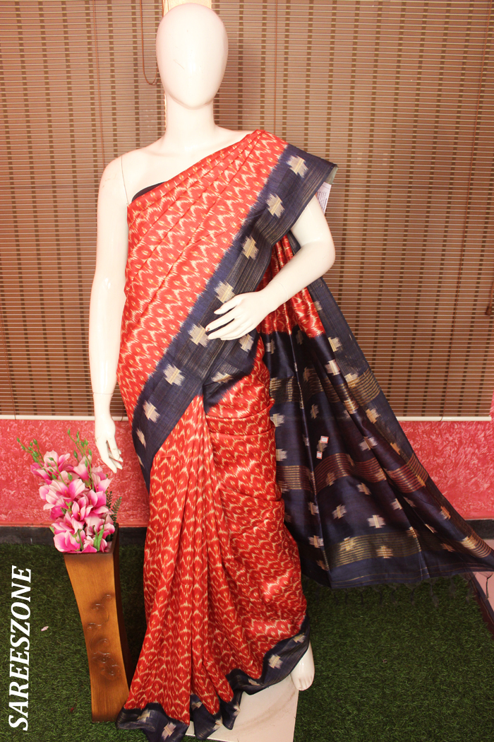 Buy Unnati Silks Unnati Silks Cream-Coloured & Teal Jute Silk Tussar Saree  at Redfynd