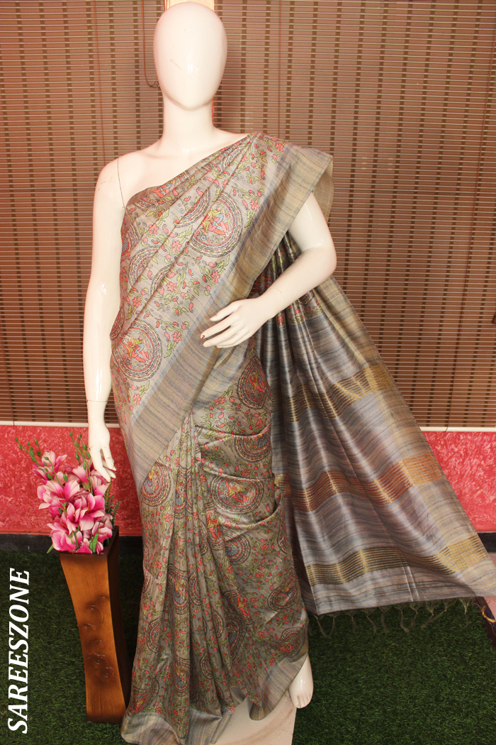 Buy Wedding Wear Red Tussar Silk Weaving Work Saree Online