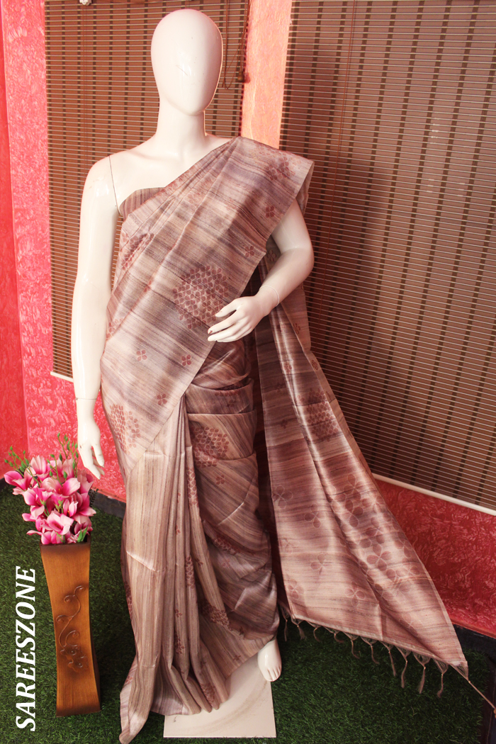 Printed Fancy Colours Party Wear Jute Tussar Silk Saree, With Blouse Piece,  5.5 M (separate Blouse Piece)