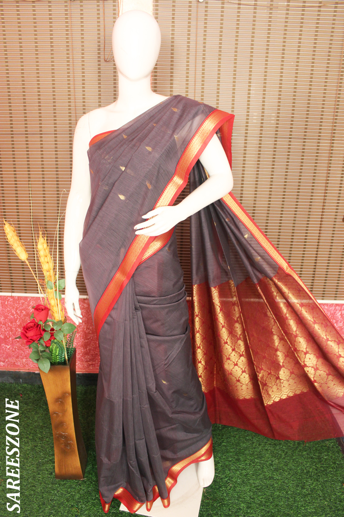 Buy Ash Peach Saree In Pure Banarasi Silk With Upada Zari Weave Floral Jaal  Work